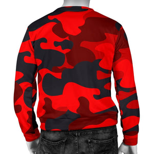 Red And Black Camouflage Print Men's Crewneck Sweatshirt GearFrost