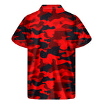 Red And Black Camouflage Print Men's Short Sleeve Shirt