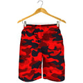 Red And Black Camouflage Print Men's Shorts