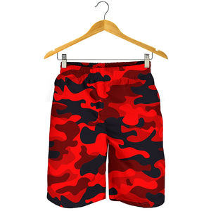 Red And Black Camouflage Print Men's Shorts