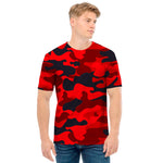 Red And Black Camouflage Print Men's T-Shirt