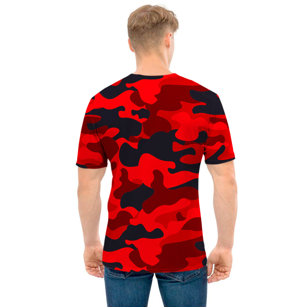 Red And Black Camouflage Print Men's T-Shirt