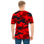 Red And Black Camouflage Print Men's T-Shirt