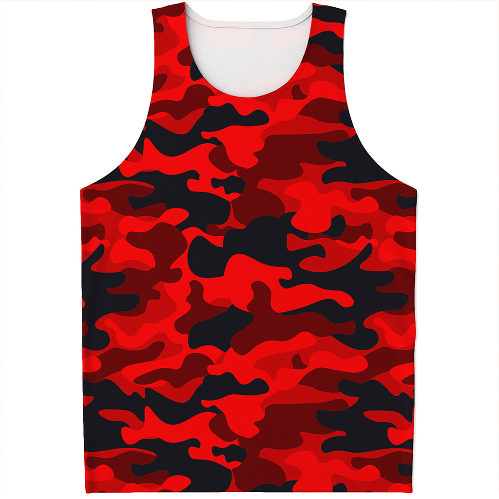 Red And Black Camouflage Print Men's Tank Top