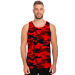 Red And Black Camouflage Print Men's Tank Top