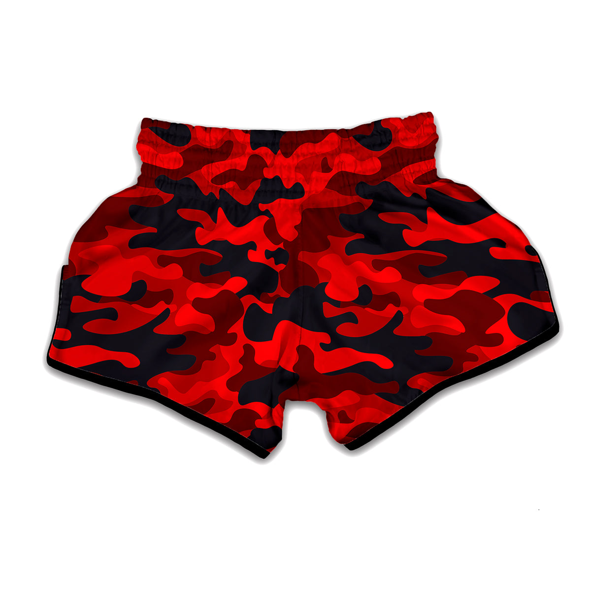 Red And Black Camouflage Print Muay Thai Boxing Shorts
