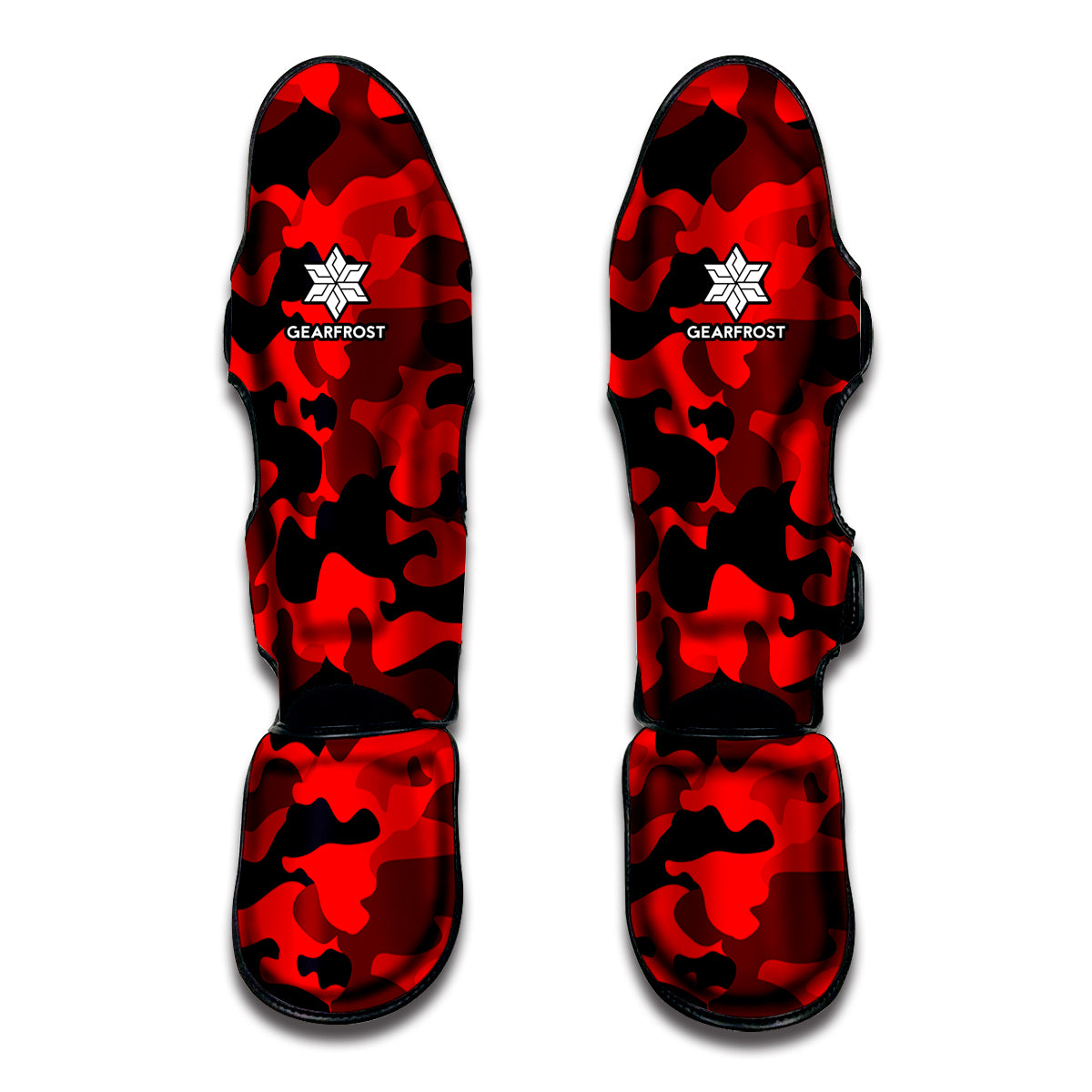 Red And Black Camouflage Print Muay Thai Shin Guard