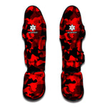 Red And Black Camouflage Print Muay Thai Shin Guard