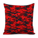 Red And Black Camouflage Print Pillow Cover