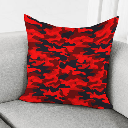 Red And Black Camouflage Print Pillow Cover