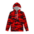 Red And Black Camouflage Print Pullover Hoodie