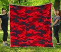 Red And Black Camouflage Print Quilt