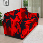 Red And Black Camouflage Print Sofa Cover