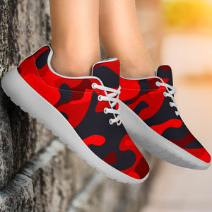 Red And Black Camouflage Print Sport Shoes GearFrost