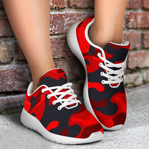 Red And Black Camouflage Print Sport Shoes GearFrost