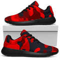 Red And Black Camouflage Print Walking Shoes