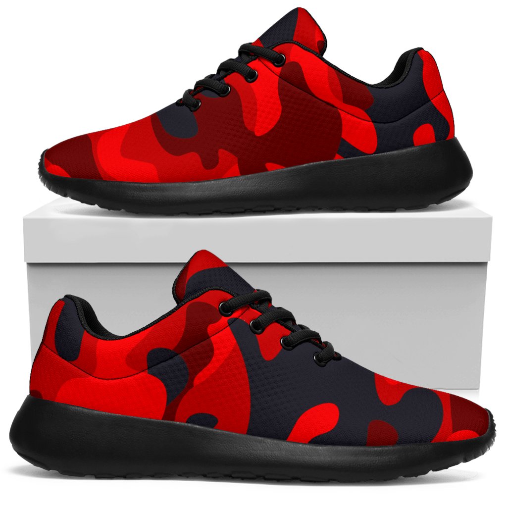 Red And Black Camouflage Print Sport Shoes GearFrost