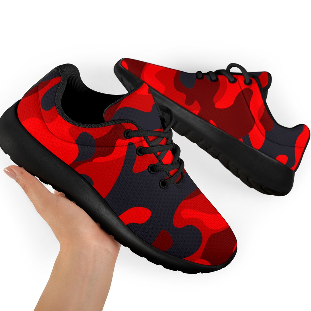 Red And Black Camouflage Print Sport Shoes GearFrost