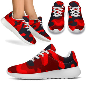 Red And Black Camouflage Print Sport Shoes GearFrost