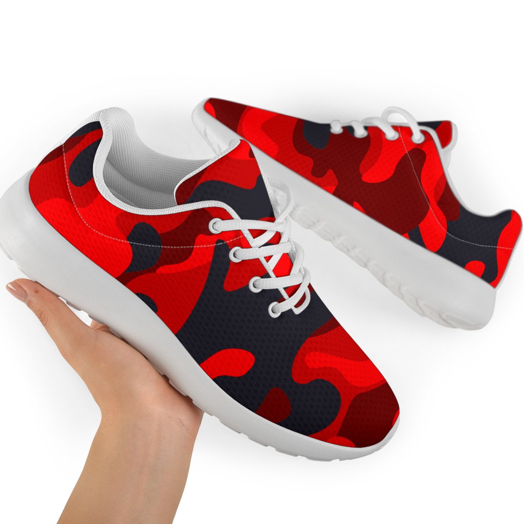 Red And Black Camouflage Print Sport Shoes GearFrost