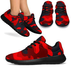 Red And Black Camouflage Print Sport Shoes GearFrost