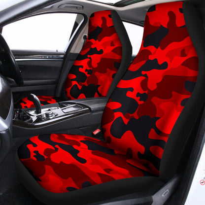 Red And Black Camouflage Print Universal Fit Car Seat Covers