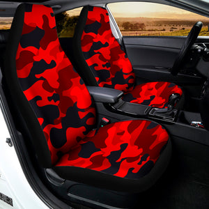 Red And Black Camouflage Print Universal Fit Car Seat Covers