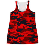 Red And Black Camouflage Print Women's Racerback Tank Top