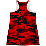 Red And Black Camouflage Print Women's Racerback Tank Top