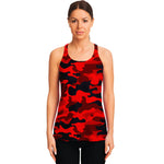 Red And Black Camouflage Print Women's Racerback Tank Top