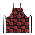 Red And Black Carnation Pattern Print Apron