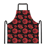 Red And Black Carnation Pattern Print Apron