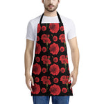 Red And Black Carnation Pattern Print Apron