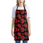Red And Black Carnation Pattern Print Apron