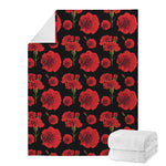 Red And Black Carnation Pattern Print Blanket