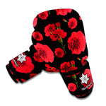 Red And Black Carnation Pattern Print Boxing Gloves