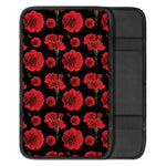 Red And Black Carnation Pattern Print Car Center Console Cover