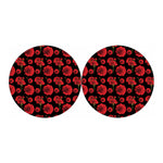 Red And Black Carnation Pattern Print Car Coasters