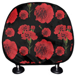 Red And Black Carnation Pattern Print Car Headrest Covers