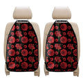 Red And Black Carnation Pattern Print Car Seat Organizers
