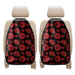 Red And Black Carnation Pattern Print Car Seat Organizers