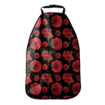 Red And Black Carnation Pattern Print Car Seat Organizers