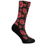 Red And Black Carnation Pattern Print Crew Socks