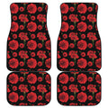 Red And Black Carnation Pattern Print Front and Back Car Floor Mats