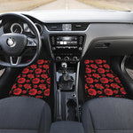 Red And Black Carnation Pattern Print Front and Back Car Floor Mats