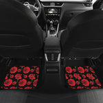 Red And Black Carnation Pattern Print Front and Back Car Floor Mats