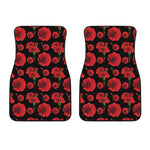 Red And Black Carnation Pattern Print Front Car Floor Mats