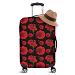 Red And Black Carnation Pattern Print Luggage Cover