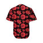 Red And Black Carnation Pattern Print Men's Baseball Jersey