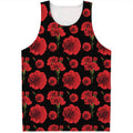 Red And Black Carnation Pattern Print Men's Tank Top